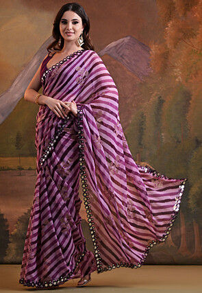 Digital Printed Georgette Saree in Wine