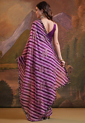 Digital Printed Georgette Saree in Wine