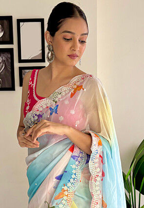 Light Blue Georgette Saree main image 1