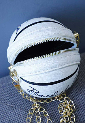 Digital Printed Leather Ball Clutch Bag in White