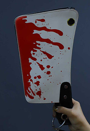 Digital Printed Leather Rectangular Clutch Bag in Silver and Red