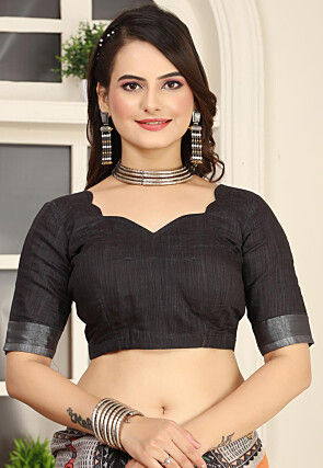 Digital Printed Linen Cotton Saree in Orange