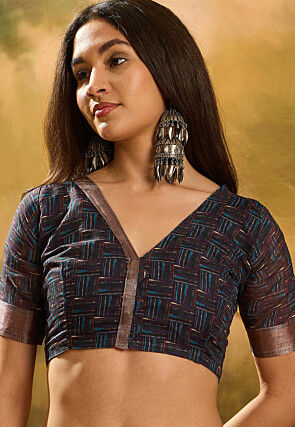 Digital Printed Linen Cotton Saree in Peach