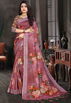 Buy HandwovenMulticolour printed linen saree Online at Best Prices in India  - Hecmo