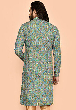 Digital Printed Lycra (Elastane) Kurta in Green