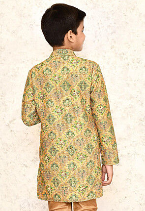 Digital Printed Lycra Kurta in Mustard