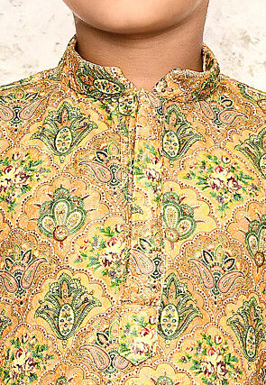Digital Printed Lycra Kurta in Mustard