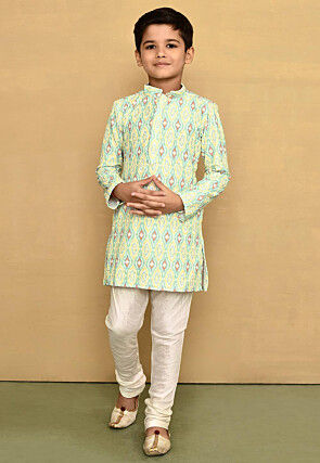 Digital Printed Lycra Kurta Set in Multicolor