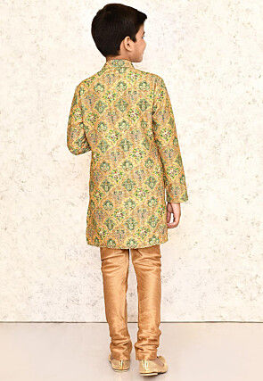 Digital Printed Lycra Kurta Set in Mustard