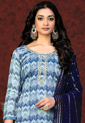 Digital Printed Modal Cotton Pakistani Suit in Blue