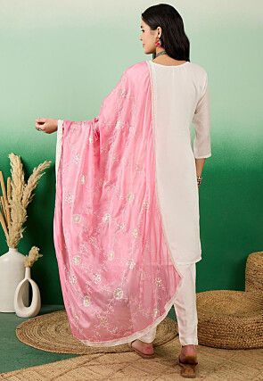 Digital Printed Modal Cotton Pakistani Suit in Off White
