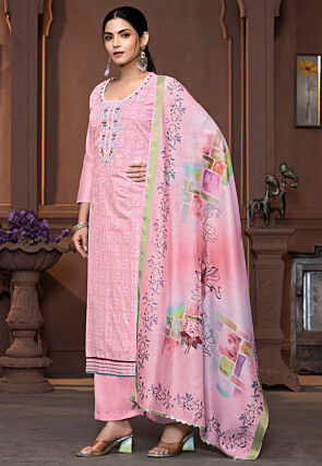 Digital Printed Modal Cotton Pakistani Suit in Peach