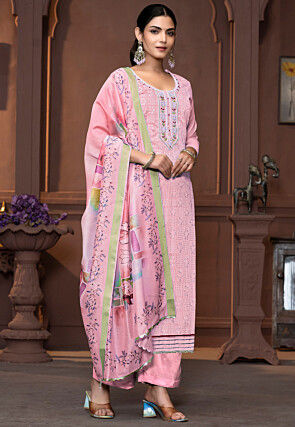 Digital Printed Modal Cotton Pakistani Suit in Peach