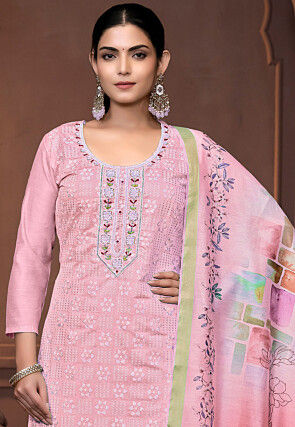 Digital Printed Modal Cotton Pakistani Suit in Peach