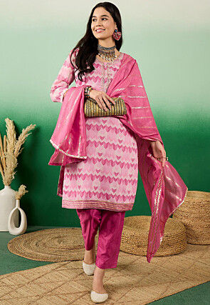 Digital Printed Modal Cotton Pakistani Suit in Pink