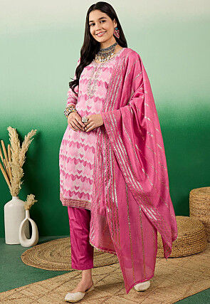 Digital Printed Modal Cotton Pakistani Suit in Pink