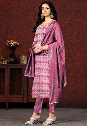 Digital Printed Modal Cotton Pakistani Suit in Purple