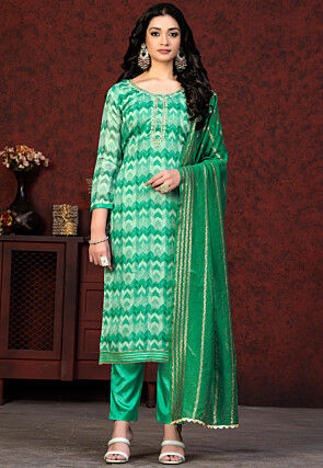 Digital Printed Modal Cotton Pakistani Suit in Teal Green