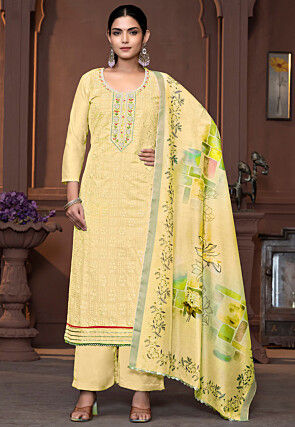 Digital Printed Modal Cotton Pakistani Suit in Yellow