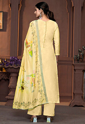 Digital Printed Modal Cotton Pakistani Suit in Yellow