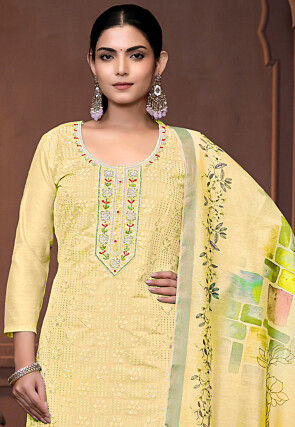 Digital Printed Modal Cotton Pakistani Suit in Yellow