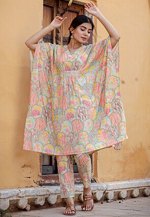 Digital Printed Modal Satin Co Ord Set in Multicolor