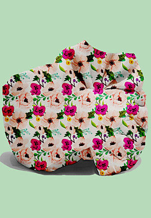 Digital Printed Modal Satin Kids Turban in Peach