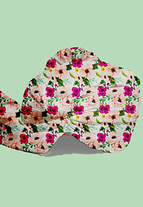 Digital Printed Modal Satin Kids Turban in Peach