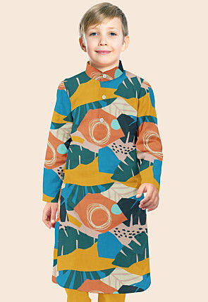 Digital Printed Modal Satin Kurta in Multicolor