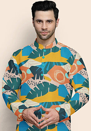 Digital Printed Modal Satin Kurta Set in Multicolor