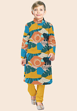 Digital Printed Modal Satin Kurta Set in Multicolor
