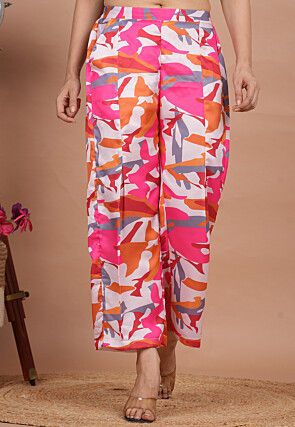 Digital Printed Modal Satin Palazzo in Multicolor