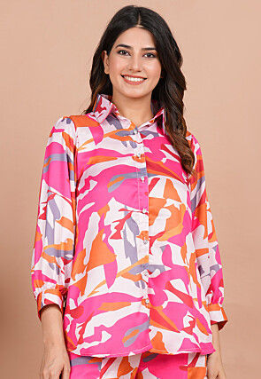 Digital Printed Modal Satin Shirt in Multicolor
