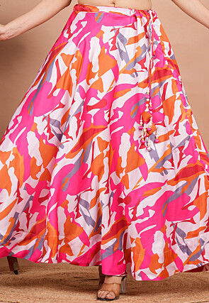 Digital Printed Modal Satin Skirt in Multicolor