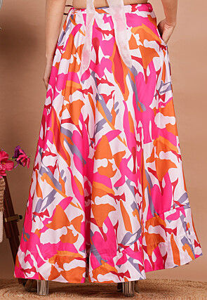 Digital Printed Modal Satin Skirt in Multicolor