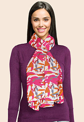 Digital Printed Modal Satin Stole in Multicolour