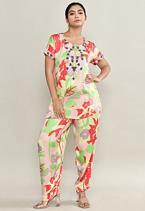 Digital Printed Modal Silk Co Ord Set in Multicolor