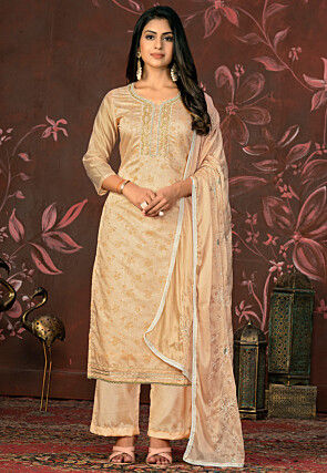 Digital Printed Modal Silk Pakistani Suit in Beige