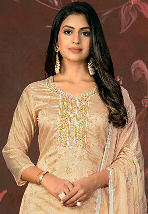 Digital Printed Modal Silk Pakistani Suit in Beige