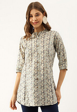 Digital Printed Modal Silk Top in Multicolor