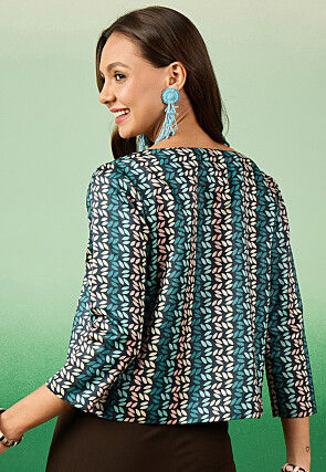 Digital Printed Mulberry Silk Jacket in Black