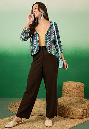 Digital Printed Mulberry Silk Jacket in Black