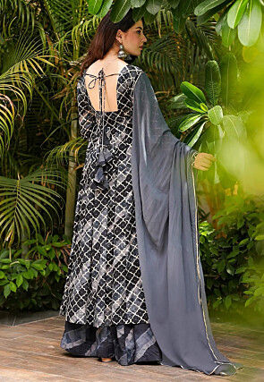 Digital Printed Muslin Cotton Pakistani Suit in Black