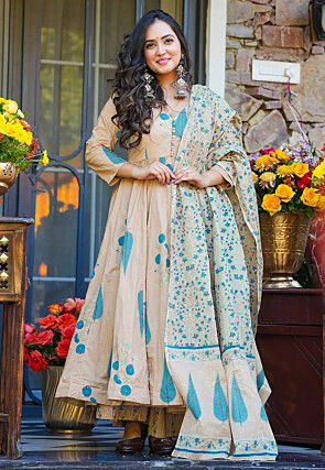 sachin and babi light blue dress Indigo Elegance Long Cotton Anarkali main image 0