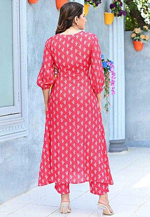 Digital Printed Muslin Cotton Co Ord Set in Pink