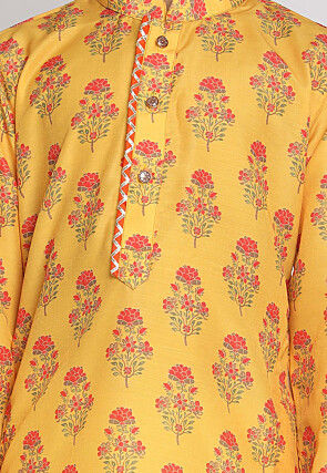 Digital Printed Muslin Cotton Kurta in Mustard