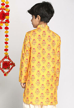 Digital Printed Muslin Cotton Kurta in Mustard