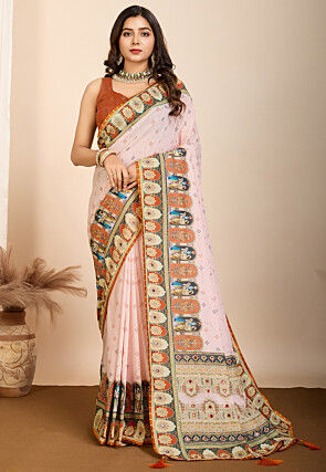 Digital Printed Muslin Cotton Saree in Off White