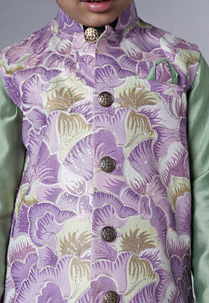 Digital Printed Muslin Silk Kurta Set in Dusty Green