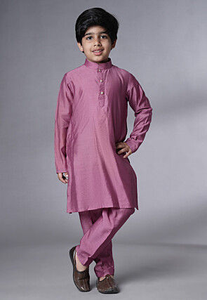 Digital Printed Muslin Silk Kurta Set in Purple